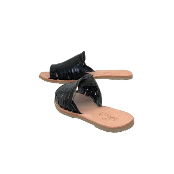 Sbicca Lawrin Black Leather Huarache Slide Sandals Women’s 9 NIB Beach Vacation - Picture 2 of 2